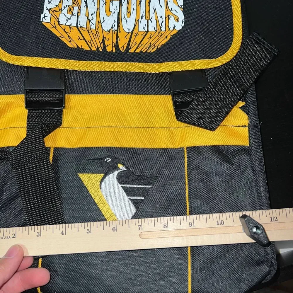 Vintage Pittsburgh Penguins Retreat Backpack Bag Yellow NHL Nasco Little America